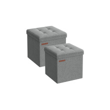 Foldable Storage Ottoman - Fabric - Light Grey - Multifunctional Design for Living Room and Bedroom