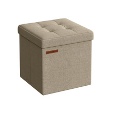 Foldable Storage Ottoman - Fabric - Camel Brown - Multi-functional Bench and Footrest