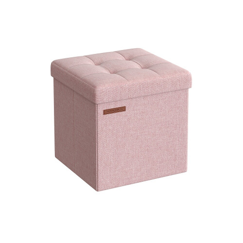 Foldable Storage Ottoman - Fabric - Jelly Pink - Versatile Footrest and Storage Solution
