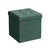 Storage Ottoman - Fabric - Retro Green - Foldable Design