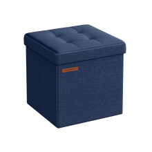 Foldable Storage Ottoman - Fabric - Midnight Blue - Multipurpose Footrest and Storage Solution
