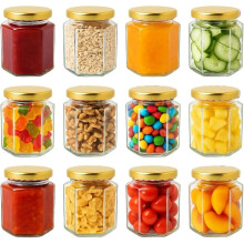 Glass Storage Jars with Lids – Set of 12 | 280ml Airtight Glass Containers |