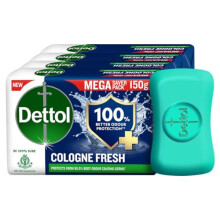 Dettol Cologne Fresh Bathing Soap Bar With 100% Better Odour Protection- 150G Pack Of 4, (600Gm)