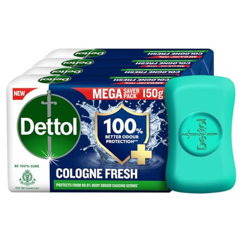 Dettol Savon Détergent Cologne Fresh - Protection Odeur 100% - 150G Pack de 4 (600G)