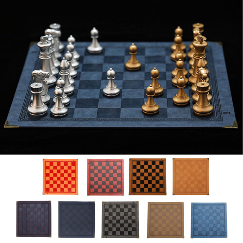 Universal PU Leather Folding Chess Board Flat Chess Game Chessboard Chess Board Grey 2