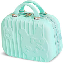 Falmagu Portable Hard Shell Cosmetic Bag Travel Case, Small Travel Hand Luggage With Elastic Band, Mini Abs Carrying Makeup Case Suitcase (C-Pista)