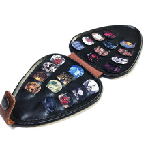 PU Leather Guitar Picks Holder Case for Electric Guitar Picks Storage Pouch Box Brown