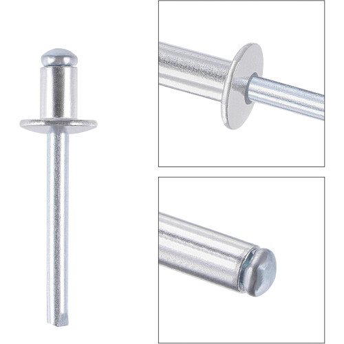 Blind Rivets, Aluminum Pull Rivets Core Decoration Rivets 6mm Diameter 10mm Grip Length Silver Tone, 25pcs 2