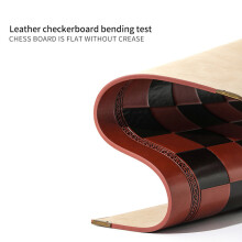 Embossed Design PU Leather International Chess Board Game Mat Checker Chessboard Red