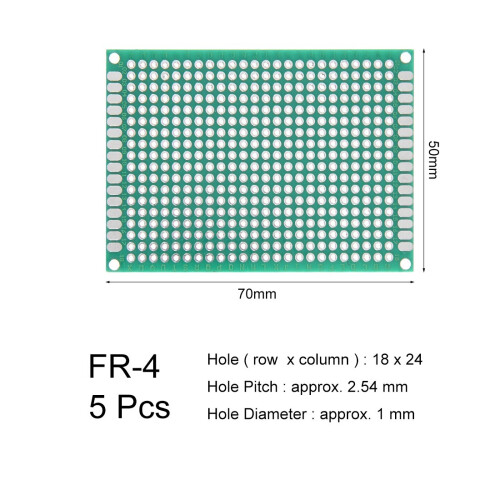 5pcs 5x7cm Double Sided PCB Board Universal Printed Circuit Proto Board for DIY Soldering Electronic Projects Practice Test Circuit 1