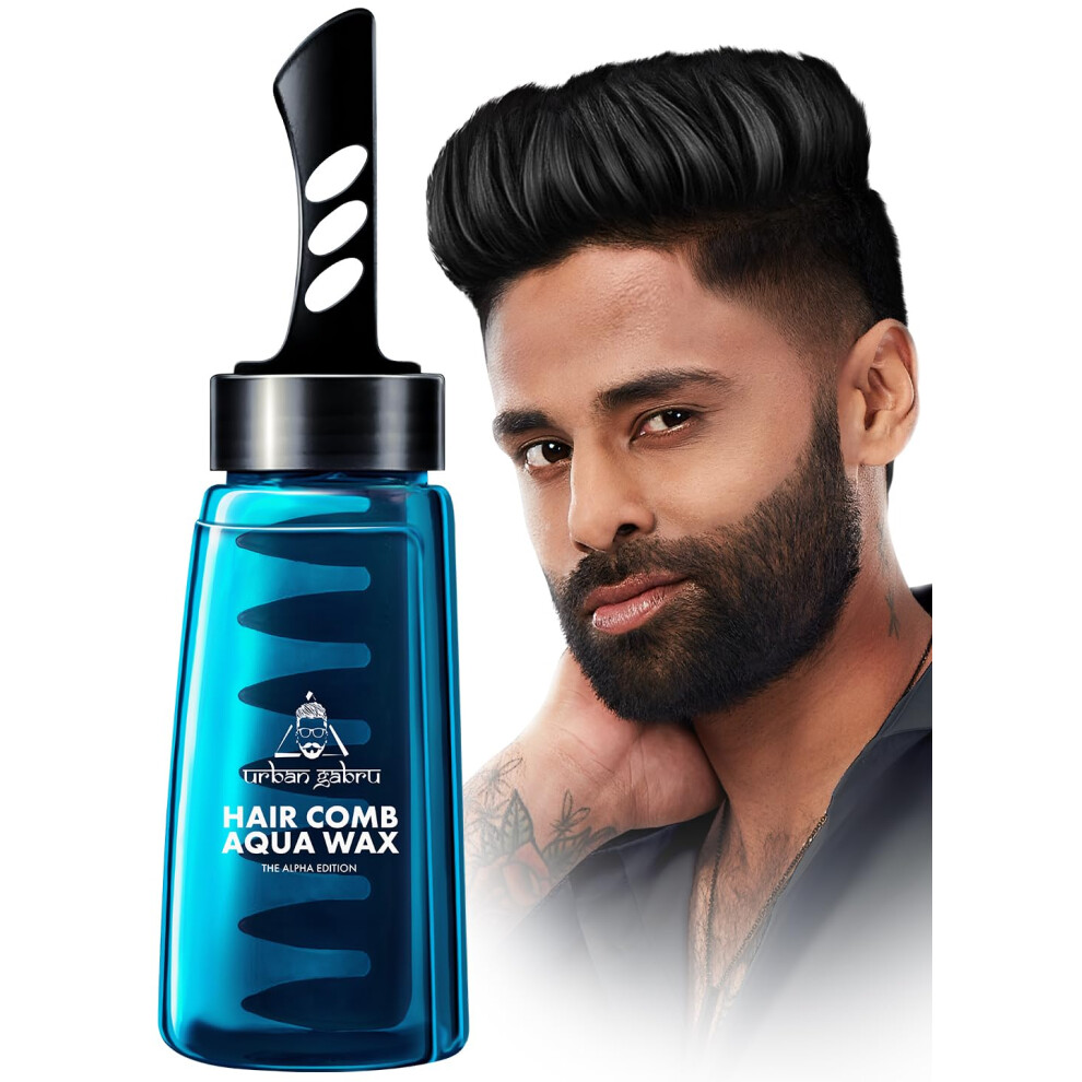 Photos - Hair Styling Product Urbangabru Aqua Hair Wax | Alpha Edition 2-In-1 Men Hair Styling Wax | Strong Hold Wet Look & Shiny Finish All Day (260 Ml)
