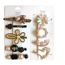 Annacreations 9 Pcs Korean Style Pearl Metal Hair Clips, Rhinestones Pearl Barrettes Flower Lock Pin Hair Accessories For Women And Girls