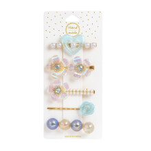 Annacreations 5-Piece Premium Korean Hair Clips Set For Women & Girls - Elegant Royal Black Stylish Accessories (Aqua Blue)