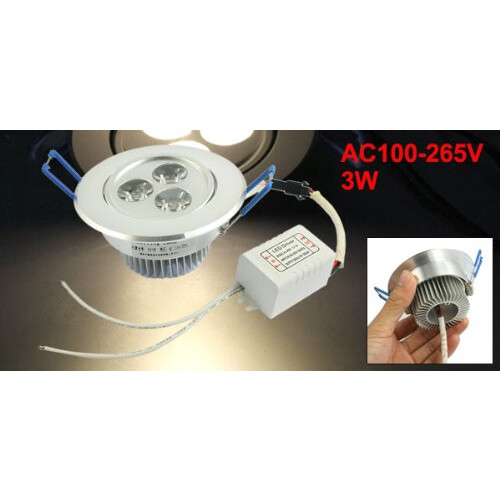 AC100-265V 3W Ceiling Downlight Lamp LED Down Light Warm White, 3.35" Width, 3.35" Length 2