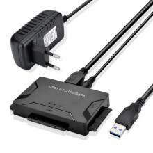Adaptér USB pre pevný disk (USB 3.0 na IDE/SATA), 1m USB kábel pre 2,5"/3,5" IDE/SATA HDD/SSD, s externým napájacím adaptérom