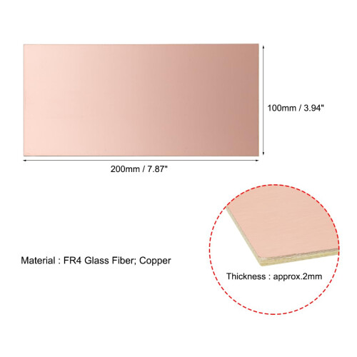 5pcs 200x100mm Double Sided Copper Clad Laminate PCB Circuit Board FR4 2mm Thickness DIY Prototyping PCB Board 2