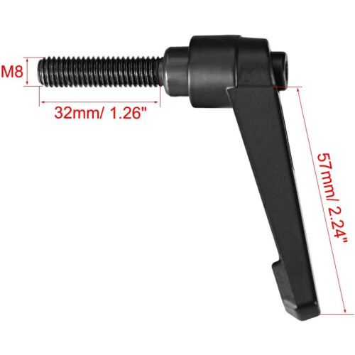 M8 x 32mm Handle Adjustable Clamping Lever Thread Push Button Ratchet Male Threaded Stud Knobs Rotating Screw Handles Bolts with Locking Lever Black 3 2