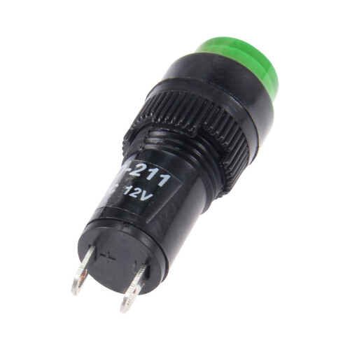 Indicator Lights DC 12V, NXD-211 Green Neon Bulb, Flush Panel Mount 2/5" 10mm, 10Pcs 2