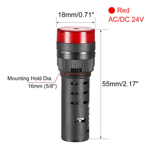 5Pcs Red Indicator Light with Buzzer AC/DC 24V, 16mm Panel Mount Flashing Alarm, for Electrical Control Panel, HVAC, DIY Projects 1
