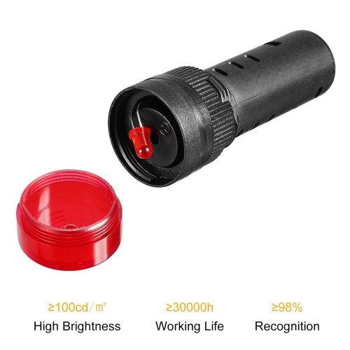 5Pcs Red Indicator Light with Buzzer AC/DC 24V, 16mm Panel Mount Flashing Alarm, for Electrical Control Panel, HVAC, DIY Projects 2