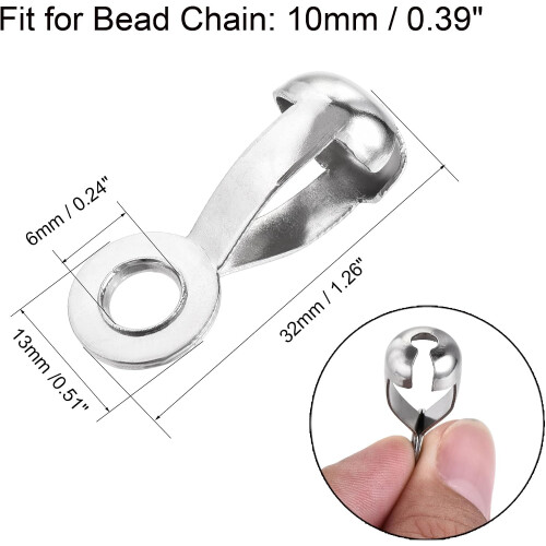 Ball Chain Connector, Pull Loop Crimp Link Stainless Steel Connections 1