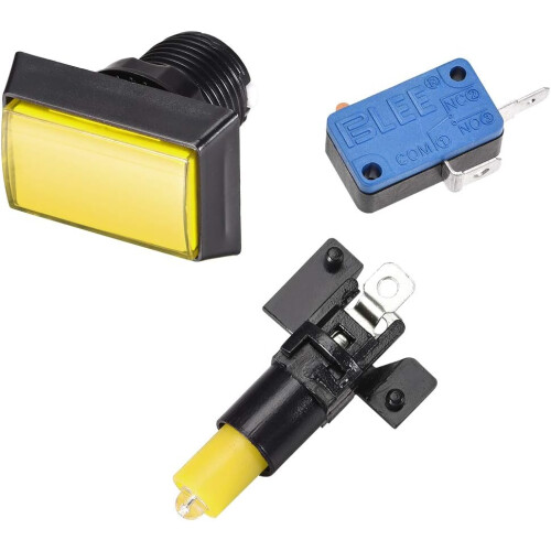 Game Push Button 49x33 Rectangle 12V LED Illuminated Push Button Switch with Micro Switch for Arcade Video Games Yellow 2pcs 2