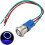 Latching Metal Push Button Switch 19mm Mounting Dia 1NO 12V Blue LED Light with Socket Plug Wires 1pcs 5