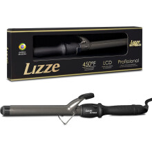 Lizze Professional Ionic Ceramic Curling Wand - 1 Inch Barrel Clamp for Thick, Curly Hair Creating Voluminous Curls - Tenaza Para Ondul
