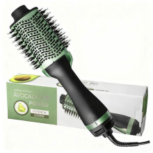 3-in-1 Hot Air Brush – Dries, Straightens, and Adds Perfect Volume – 3 Professional Settings – Avocado Green – 1m Cord