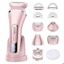 7-in-1 Electric Shaver for Women, Bikini Trimmer, Body Trimmer, IPX7 Waterproof, Suitable for Full-Body Hair Removal, Pink