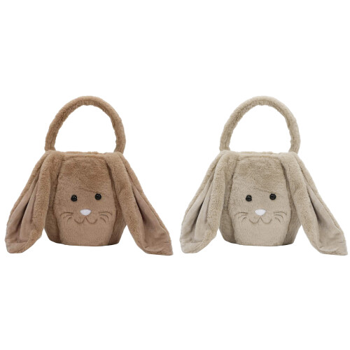 Plush Bunny Easter Buckets Easter Egg Hunting Easter Bags Kid Easter Tote Bags White 2