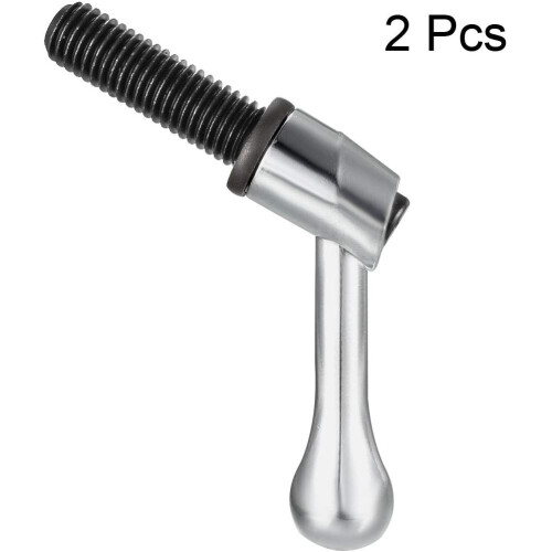 M12 x 40mm Handle Adjustable Clamping Lever Thread Push Button Ratchet Male Threaded Stud Knobs Locking Rotating Screw Handles Quick Release Bolt Silv 1