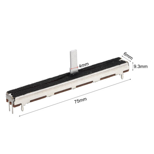 Fader Variable Resistors Mixer 75mm Straight Slide Potentiometer B10K Ohm Grey Black Knobs 2pcs 1