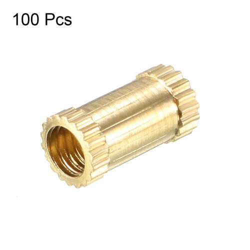 Knurled Insert Nuts - 100Pcs M3 x 8mm Length x 4mm OD Female Thread Brass Threaded Insert Embedment Nut for 3D Printer 2