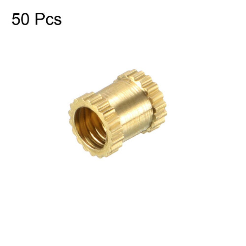 Knurled Insert Nuts - 50Pcs M3 x 5mm L x 4mm OD Female Thread Brass Threaded Insert Embedment Nut for 3D Printer 2