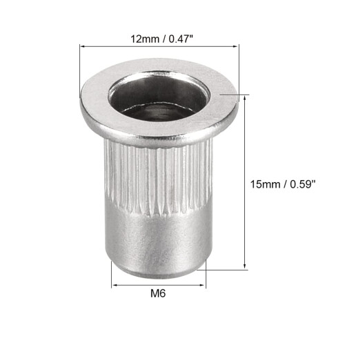 M6 304 Stainless Steel Rivet Nuts Flat Head Insert 10 Pcs 2