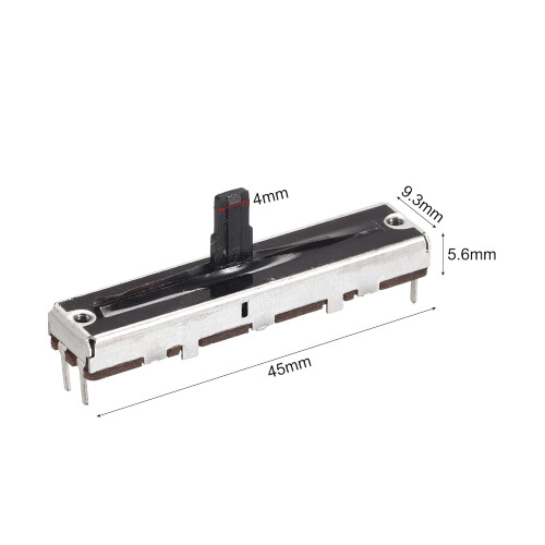 Fader Variable Resistors Mixer 45mm Straight Slide Potentiometer B10K Ohm with Black White Knobs 5pcs 1