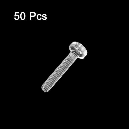 M2x12mm Plastic Phillips Bolts 50pcs PC Pan Head Machine Screws Transparent 2