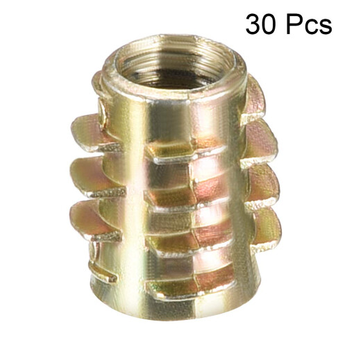 Furniture Threaded Insert Nuts Zinc Alloy Hex-Flush M6 Internal Threads 13mm Length 30pcs 1