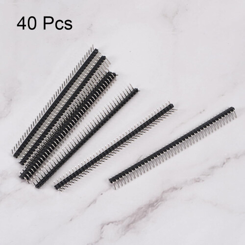 Right Angle Header Pin 40P 1 Row 2mm Pitch Silver Tone Pin for Prototyping 40pcs 1