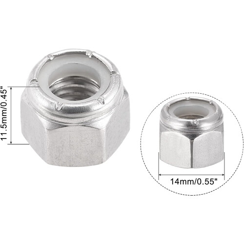 3/8-16 UNC Nylon Insert Hex Lock Nuts, 304 Stainless Steel, Plain Finish, 10pcs 1