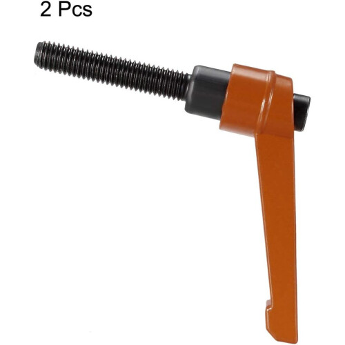 M8 X 40mm Handle Adjustable Clamping Lever Thread Push Button Ratchet Male Threaded Stud Knobs Rotating Screw Handles Bolts with Locking Lever Orange 1