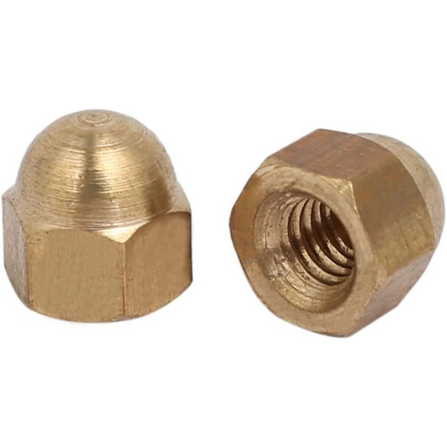 15pcs M4 Female Thread Nut DIN1587 Dome Cap Head Hex Brass Tone 1