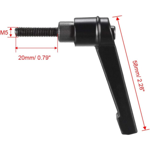 M5 x 20mm Handle Adjustable Clamping Lever Thread Push Button Ratchet Male Threaded Stud Knobs Locking Rotating Screw Handles Quick Release Bolt Black 2
