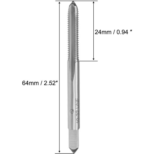 Machine Tap #10-32 UNF Thread 2B Class 3 Flutes High Speed Steel Screw Threading Tap Tapping Tool 1
