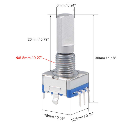 360 Degree Rotary Encoder Code Switch Digital Potentiometer EC11 5 Pins 20mm D-Shaft 2pcs 2