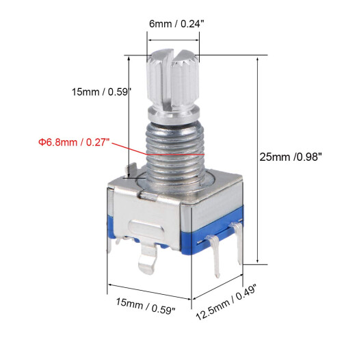 360 Degree Rotary Encoder Code Switch Digital Potentiometer EC11 5 Pins 15mm Shaft 5pcs 2