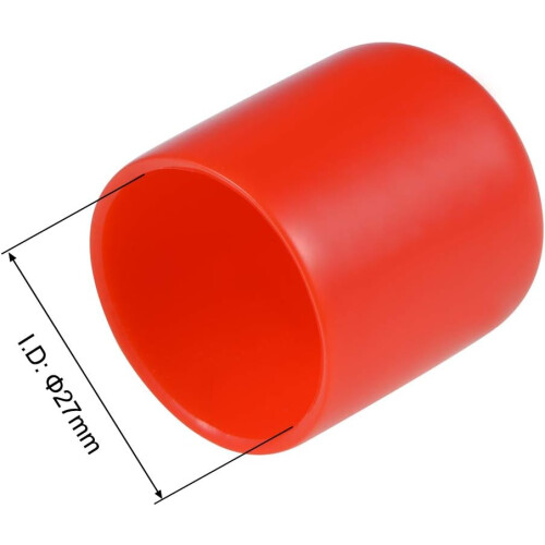 10pcs Rubber End Caps 27mm ID Round End Cap Cover Screw Thread Protectors Red 2