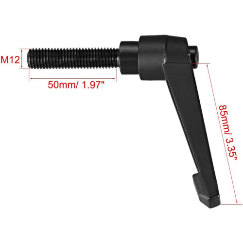 M12 x 50mm Handle Adjustable Clamping Lever Thread Push Button Ratchet Male Threaded Stud Knobs Quick Release Screw Handles Bolts with Locking Lever B 2