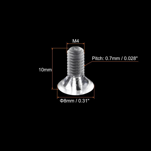 M4 x 10mm Plastic Phillips Machine Screws, PC Flat Head Machine Bolts Transparent 25pcs 1